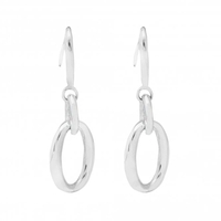 Sterling Silver 925 Polished Long Oval Link Drop Earrings