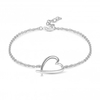 Sterling Silver 925 Polished Open Heart Bracelet