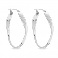 Sterling Silver 925 Polished Oval Twist Hoop Earrings