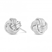 Sterling Silver 925 Polished Rope Knot Stud Earring