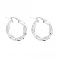 Sterling Silver 925 Polished Twist Hoop Earrings
