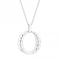 Sterling Silver 925 Polished Twist Open Pendant Necklace