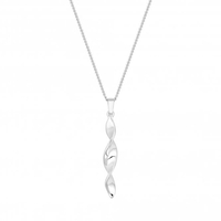 Sterling Silver 925 Polished Twist Ribbon Necklace