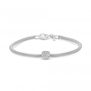 Sterling Silver 925 Popcorn Cubic Zirconia Square Pave Charm Bracelet