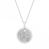 Sterling Silver 925 Rope Detail Cubic Zirconia Pave Disc Pendant Necklace