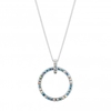 Sterling Silver 925 Round Open Short Pendant Necklace Embellished With Swarovski Crystals