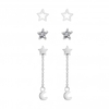 Sterling Silver 925 Shooting Star Drop Earrings - Pack Of 3