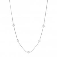 Sterling Silver 925 Silver Diamond Cut Station Allway Necklace