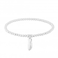 Sterling Silver 925 Silver Feather Stretch Bracelet