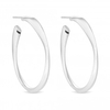 Sterling Silver 925 Silver Oval Wavy Hoop Earring