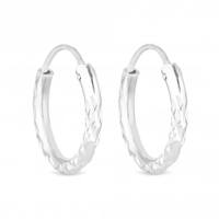 Sterling Silver 925 Silver Mini Diamond Cut Hoop Earring