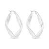 Sterling Silver 925 Square Double Twist Hoop Earring