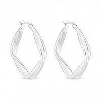 Sterling Silver 925 Square Double Twist Hoop Earring