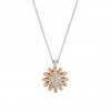 Sterling Silver 925 Starburst 2 Tone Pendant Necklace