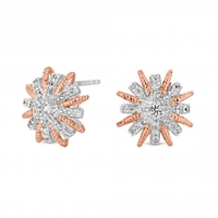 Sterling Silver 925 Starburst 2 Tone Stud Earrings