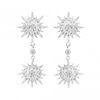 Sterling Silver 925 Station Starburst Drop Earrings