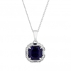 Sterling Silver 925 Tanzinite Blue Colour Cubic Zirconia Pendant Necklace