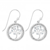 Sterling Silver 925 Tree Of Life Blue Drop Earrings Embellished With Swarovski Crystals