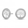 Sterling Silver 925 Tree Of Life Diamond Cut Stud Earrings