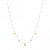 Sterling Silver 925 Tri-Tone Heart Allway Necklace