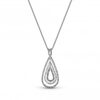 Sterling Silver 925 Triple Row Cubic Zirconia Pear Necklace