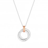 Sterling Silver 925 Two Tone Double Link Open Necklace
