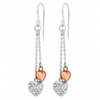 Sterling Silver 925 Two Tone Filagree Heart Drop Earring