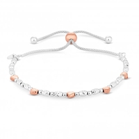 Sterling Silver 925 Two-Tone Heart Toggle Bracelet