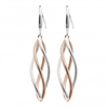 Sterling Silver 925 Two-Tone Polished Drop Earrings