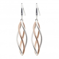 Sterling Silver 925 Two-Tone Polished Drop Earrings