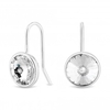 Sterling silver 925 white clear crystal round besel drop earring