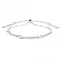 Sterling Silver 925 White Cubic Zirconia And Kiss Toggle Bracelet