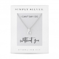 Sterling Silver 925 White Cubic Zirconia Besel Short Pendant Necklace For Bridesmaids