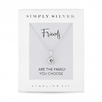Sterling Silver 925 White Cubic Zirconia Carded Boxed Short Pendant Necklace