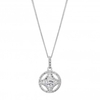 Sterling Silver 925 White Cubic Zirconia Disc Short Pendant Necklace