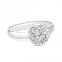 Sterling Silver 925 White Cubic Zirconia Disc Sized Ring