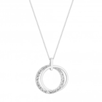 Sterling Silver 925 White Cubic Zirconia Double Open Short Pendant Necklace