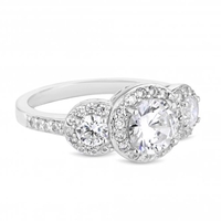 Sterling Silver 925 White Cubic Zirconia Halo Sized Ring