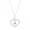 Sterling Silver 925 White Cubic Zirconia Heart And Infinity Short Pendant Necklace