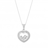Sterling Silver 925 White Cubic Zirconia Heart Shaker Short Pendant Necklace