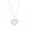 Sterling Silver 925 White Cubic Zirconia Honeycomb Heart Short Pendant Necklace