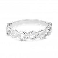 Sterling Silver 925 White Cubic Zirconia Infinity Sized Ring