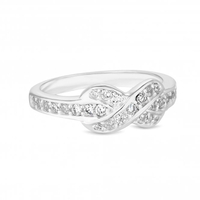 Sterling Silver 925 White Cubic Zirconia Knot Sized Ring