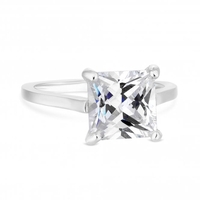 Sterling Silver 925 White Cubic Zirconia Large Princess Cut Sized Ring
