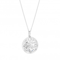 Sterling Silver 925 White Cubic Zirconia Shaker Short Pendant Necklace