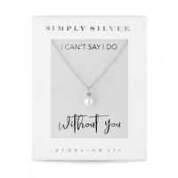Sterling Silver 925 White Cubic Zirconia Short Pearl Pendant Necklace