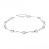 Sterling Silver 925 White Cubic Zirconia Solitaire Station Tennis Bracelet