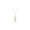 Sterling Silver 925 White Cubic Zirconia Tri Tone Short Pendant Necklace