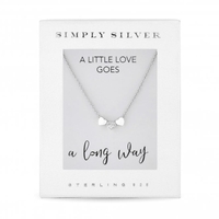 Sterling Silver 925 White Cubic Zirconia Triple Heart Short Pendant Necklace