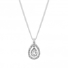 Sterling Silver 925 White Halo Short Pendant Necklace Embellished With Swarovski Crystals